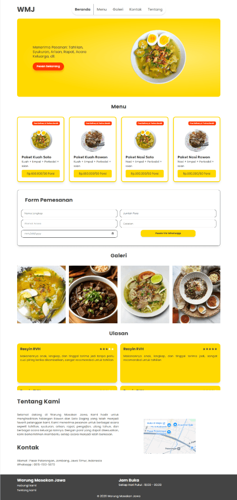 Preview website WMJ - Warung Masakan Jawa